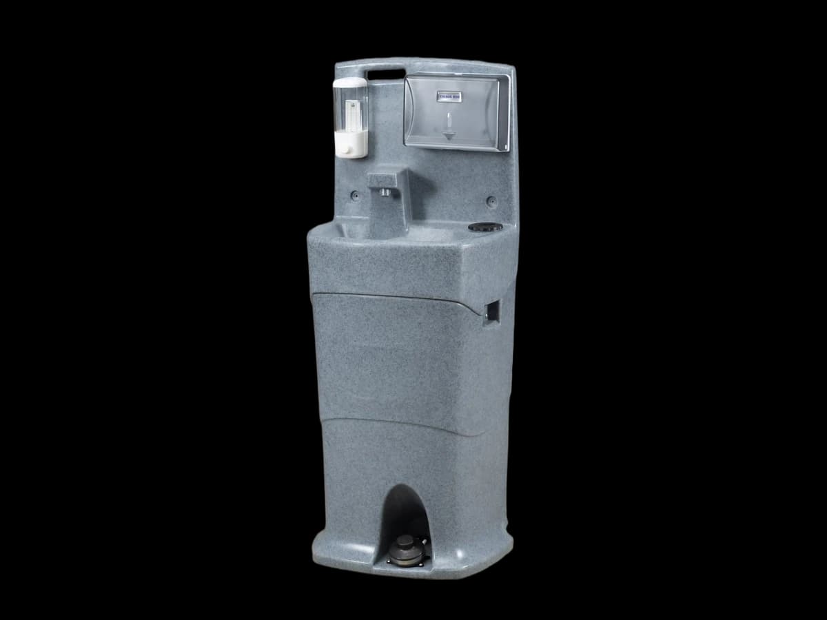 PH-120 portable hand wash station rear and foot pump view